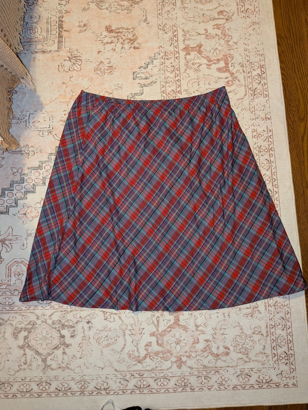 Women’s Plaid A-Line Skirt in Red and Blue